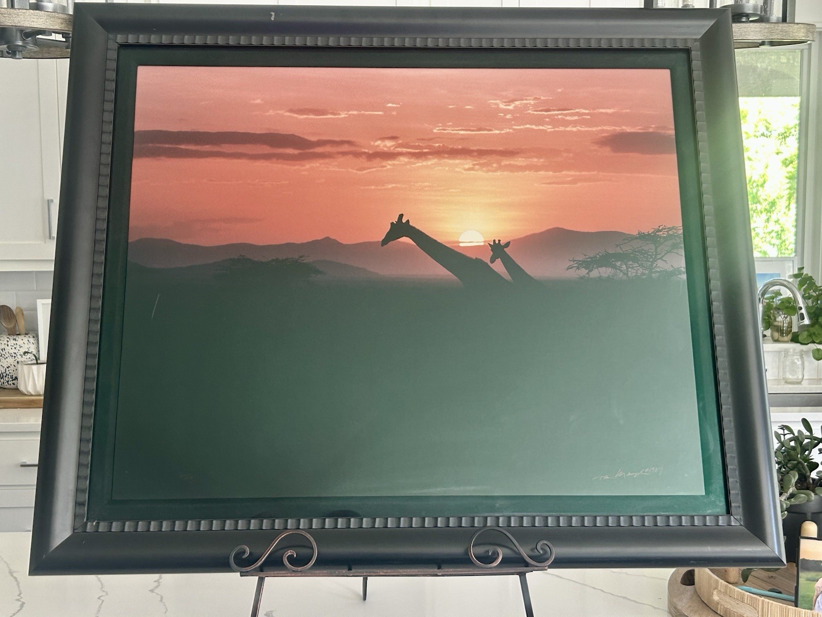 Framed limited edition photograph“Giraffes at Sunset”by Thomas D. Mangelsen(OBO)