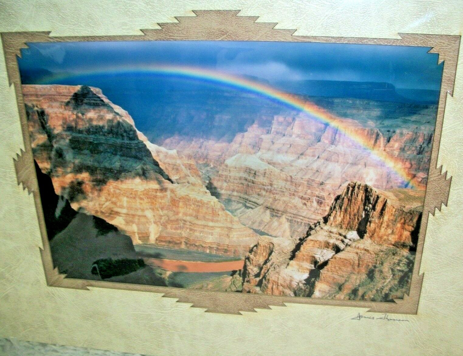 Grand Canyon Rainbow Over Colorado River AZ Photograph Cut Matte Artist Signed
