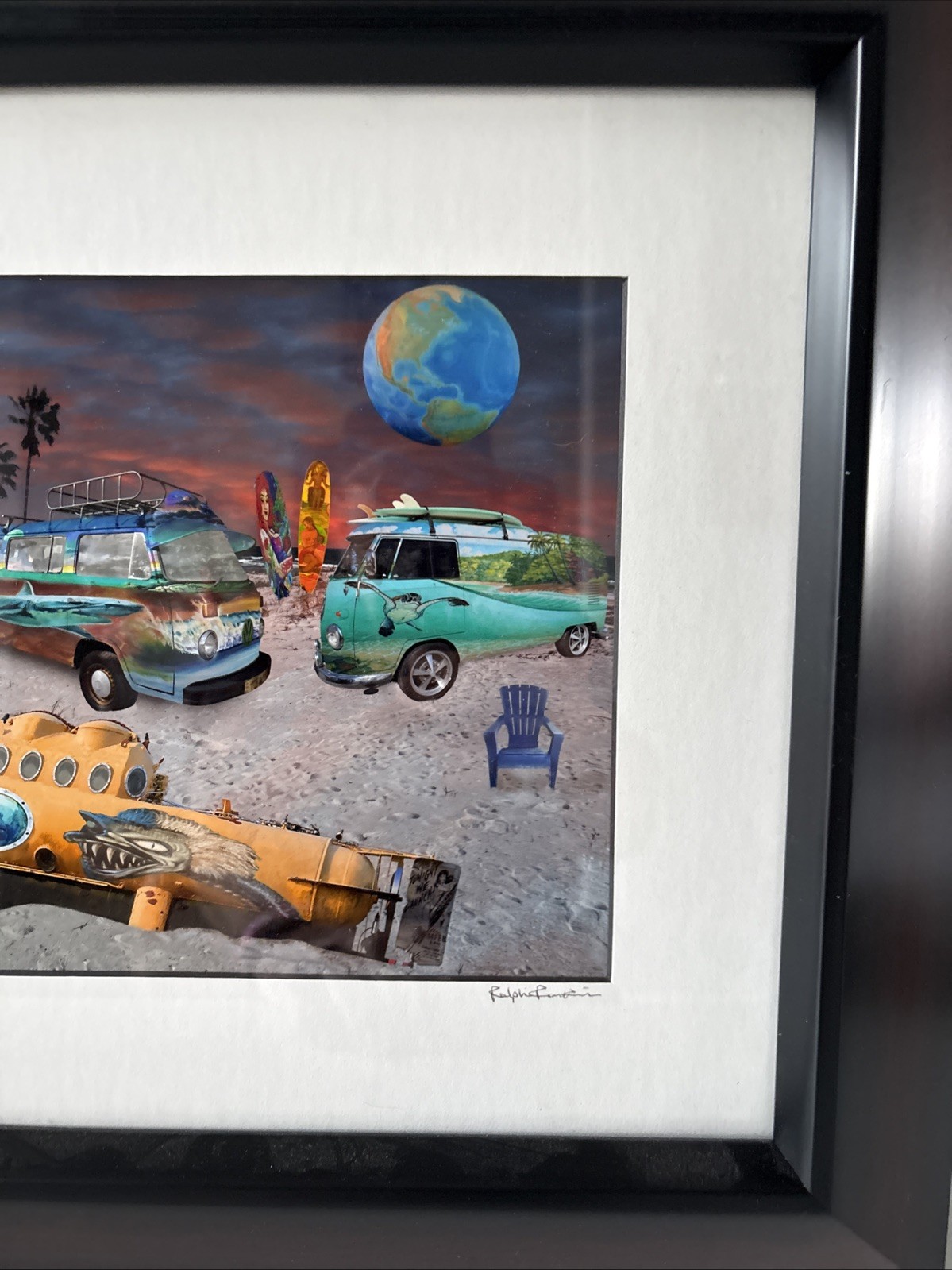 Ralph Rankin VW’s Vans Submarine Keep On Keepin’ On Signed 20” x 16” Beach Scene
