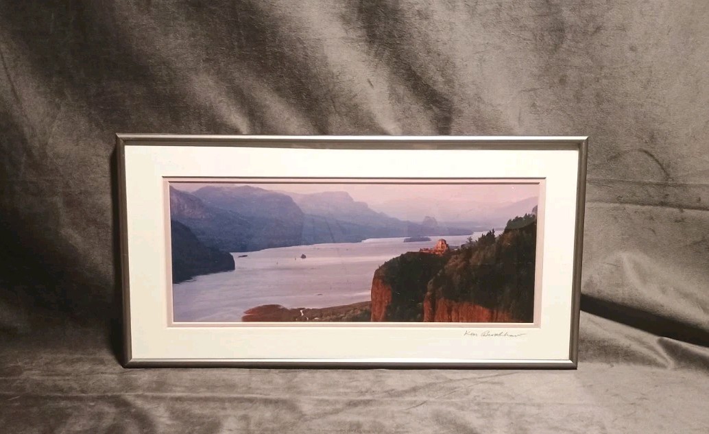 Crown Point Sunset Columbia River OR WA Ken Burkhart Photography Framed 8 X 16″
