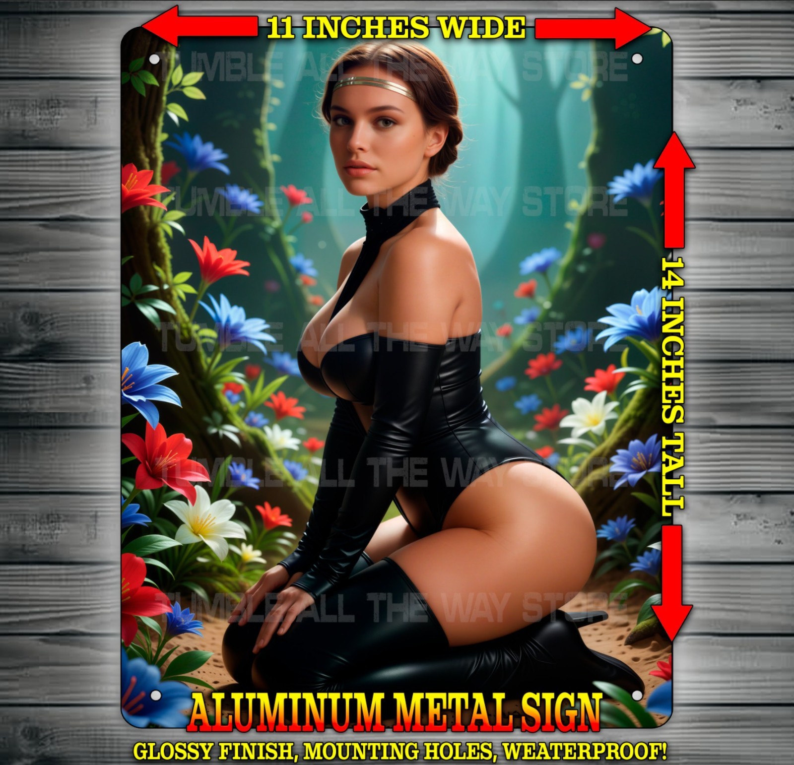 Sexy Amidala Padme Star Wars in Black Corset Metal Sign Wall Art 14″ x 11″