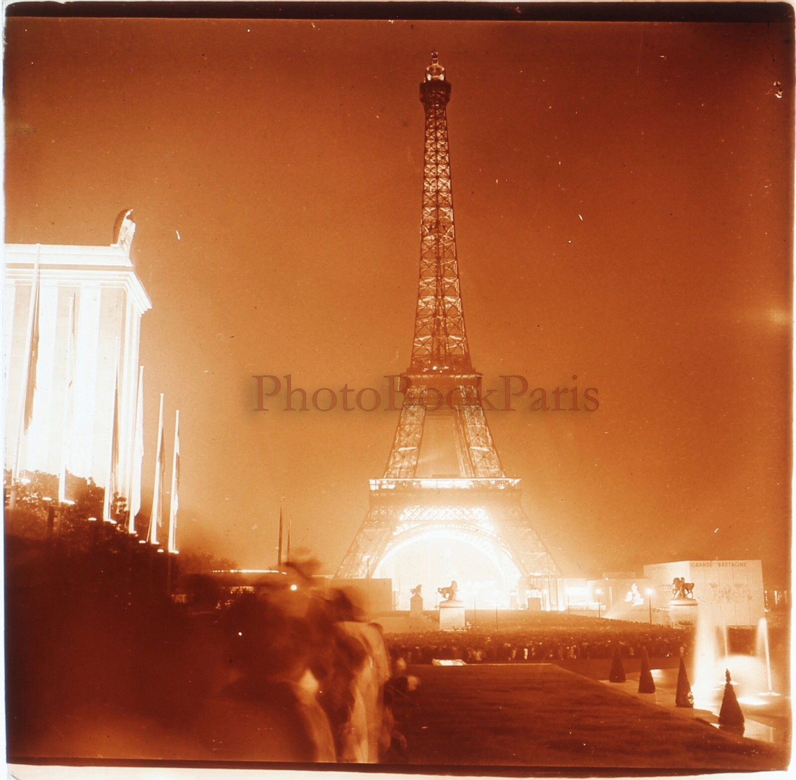 France Paris 1937 World Expo Fireworks Eiffel Tower Photo Plaque
