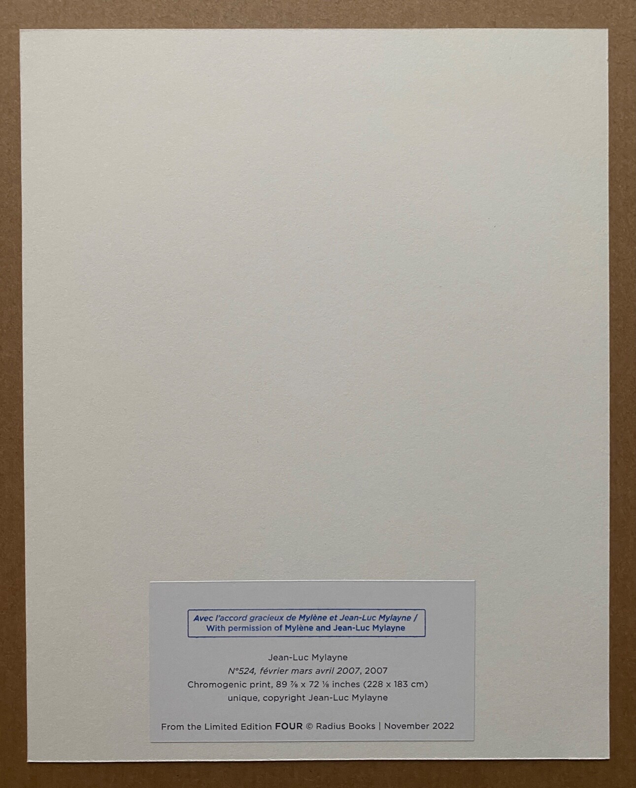 JEAN-LUC MYLAYNE limited edition photograph – FOUR Portfolio (2022)