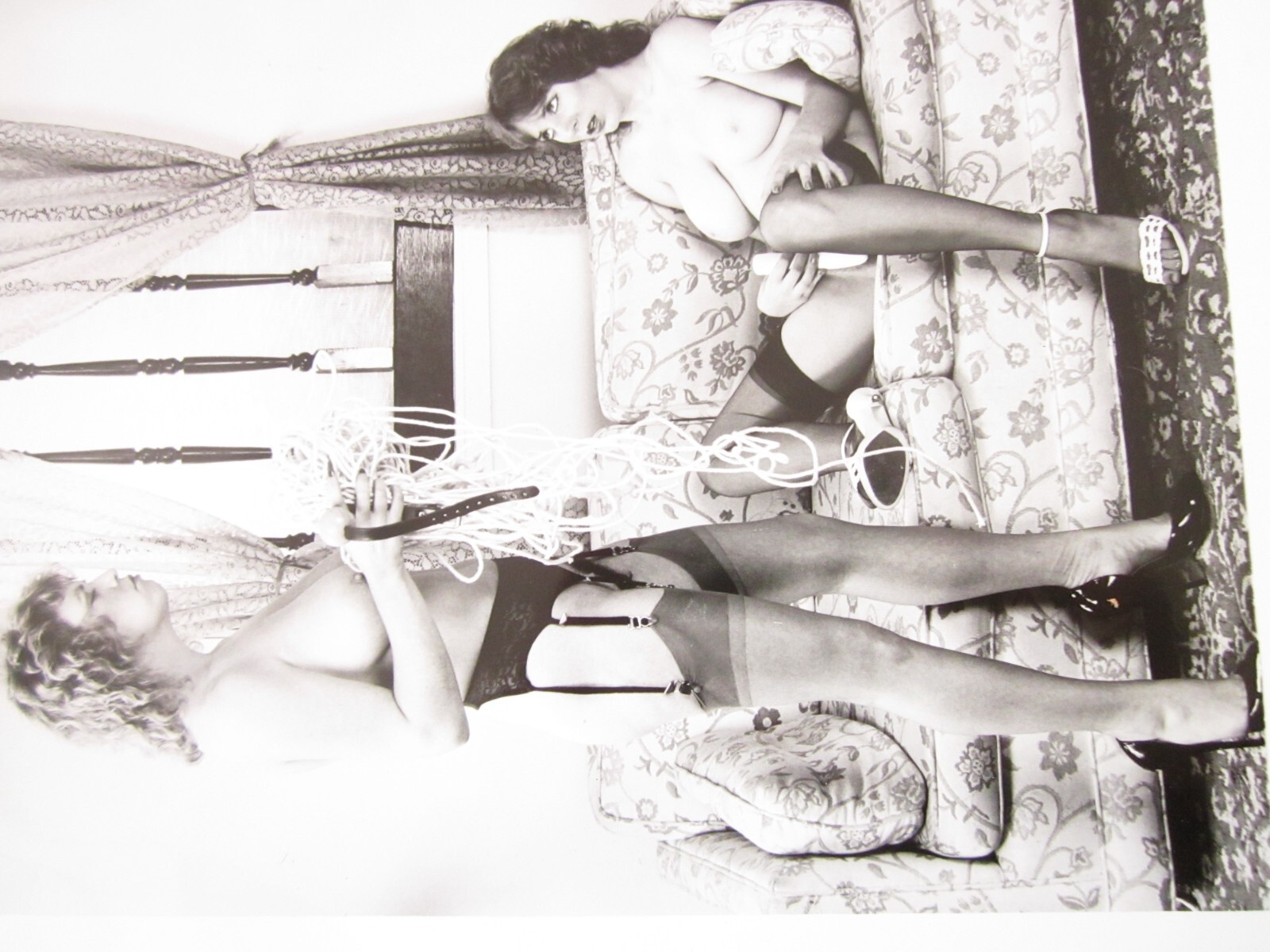 VINTAGE SAM HASKINS 2 FEMALE NUDE GELATIN LARGE PHOTOGRAPH ART SIGNED