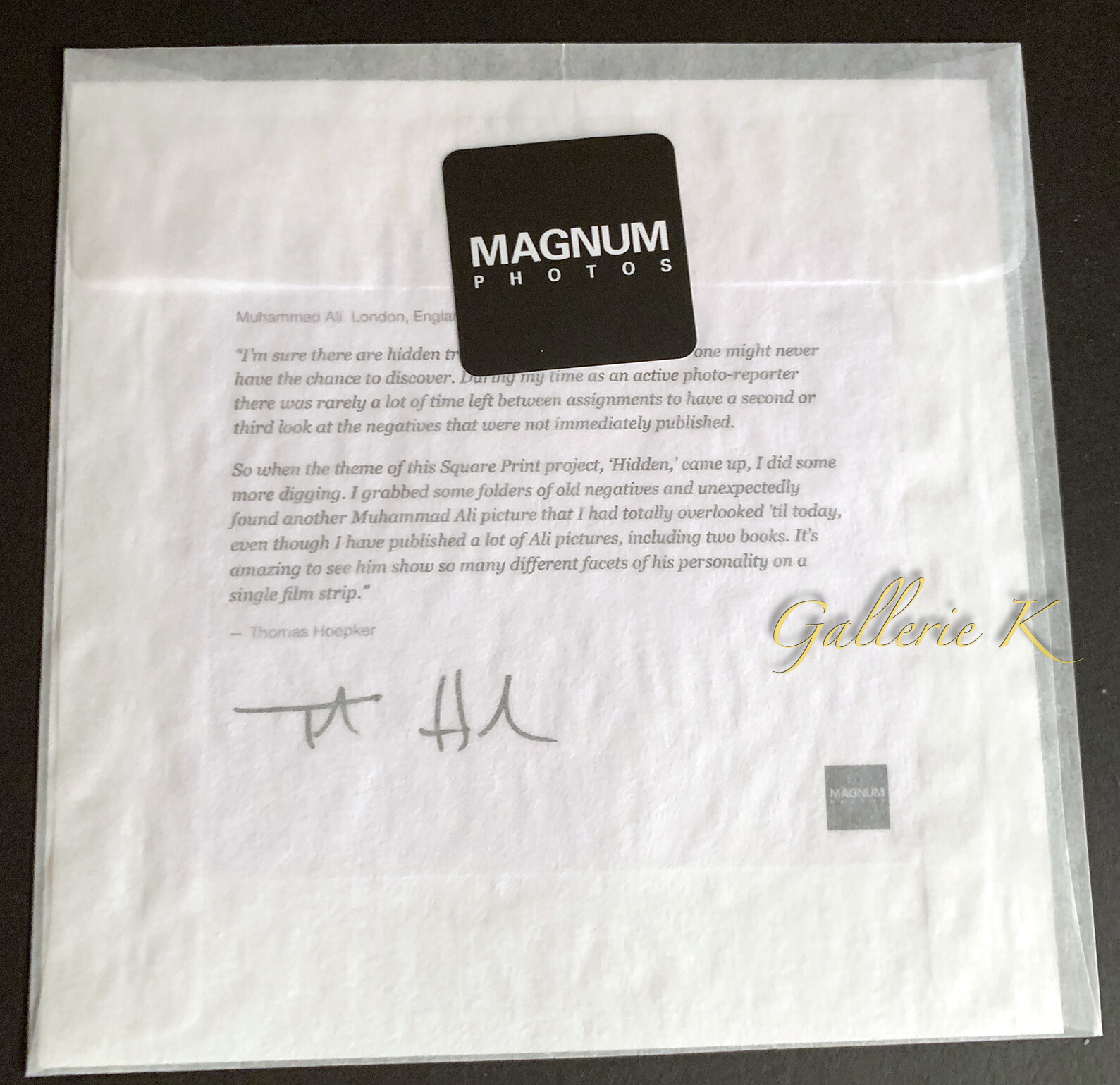 SIGNED BY THOMAS HOEPKER MUHAMMAD ALI NEW MAGNUM LIMITED EDITION 6X6 PRINT NEW