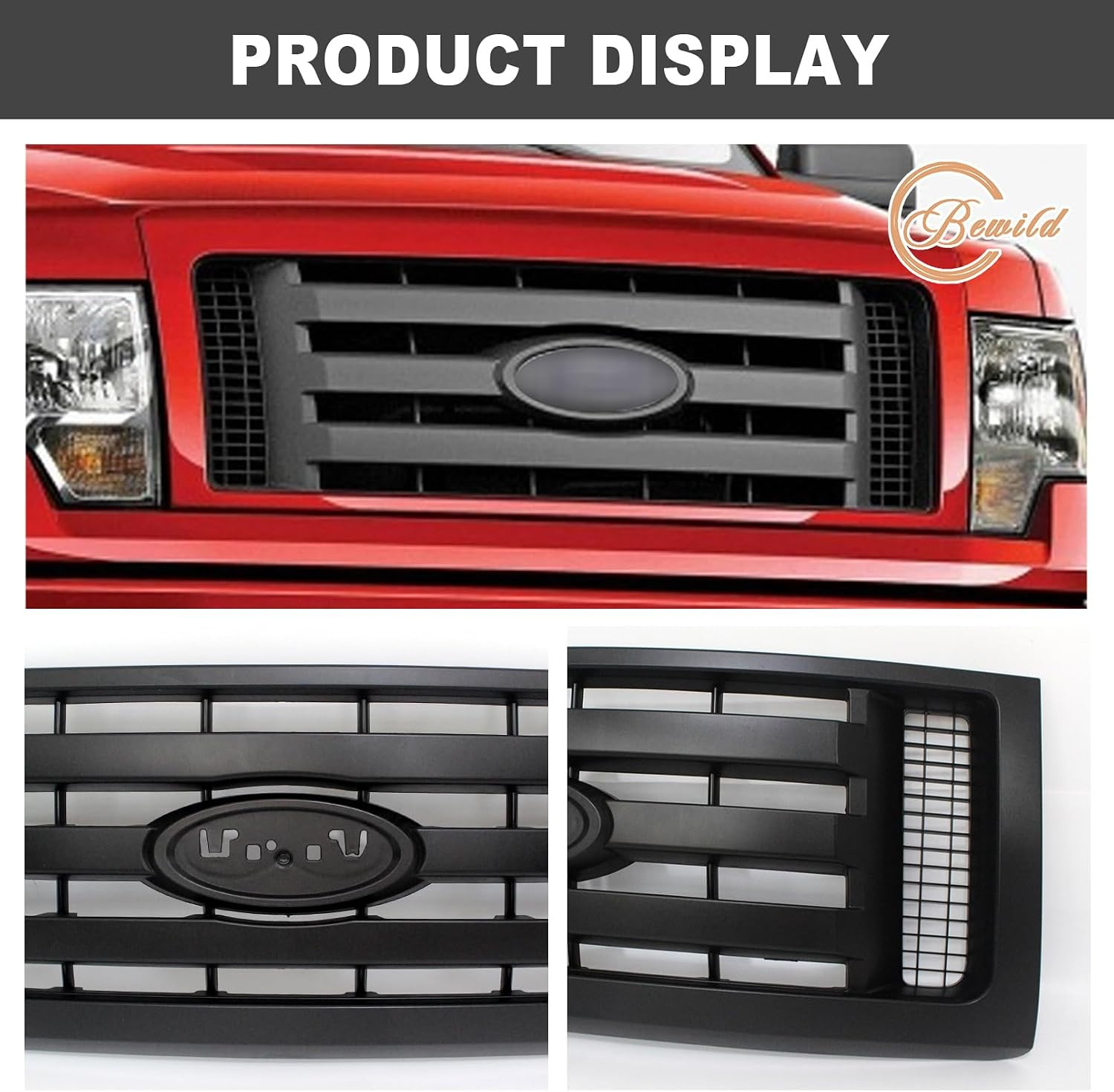 Front Bumper Grille Assembly Compatible with 2009-2014 Ford F – 150 F150 Centre