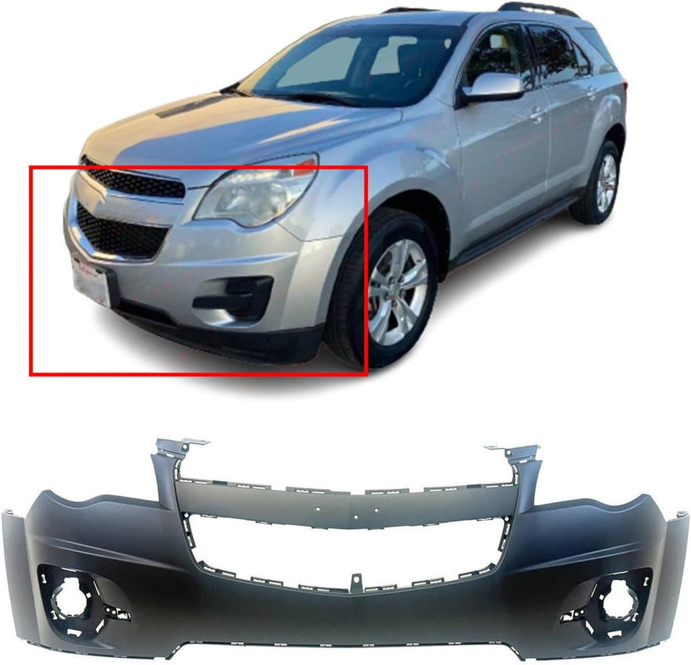 Compatible with Chevrolet Equinox 2010–2015 Front Bumper Cover | Primed, with Fo