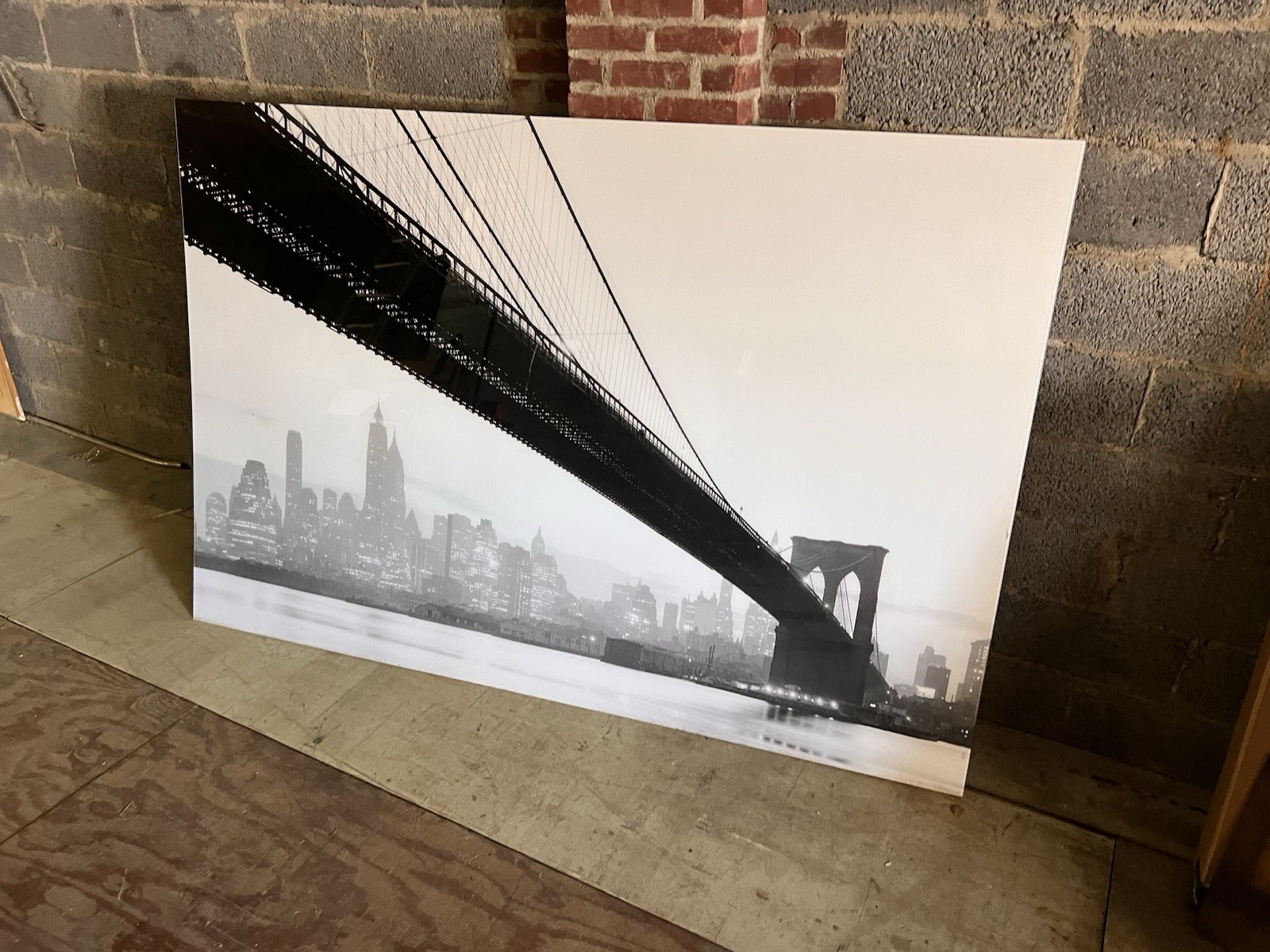 Brooklyn Bridge Plexi-Mount Black And White Photograph 87 X 58 1/2 Inches