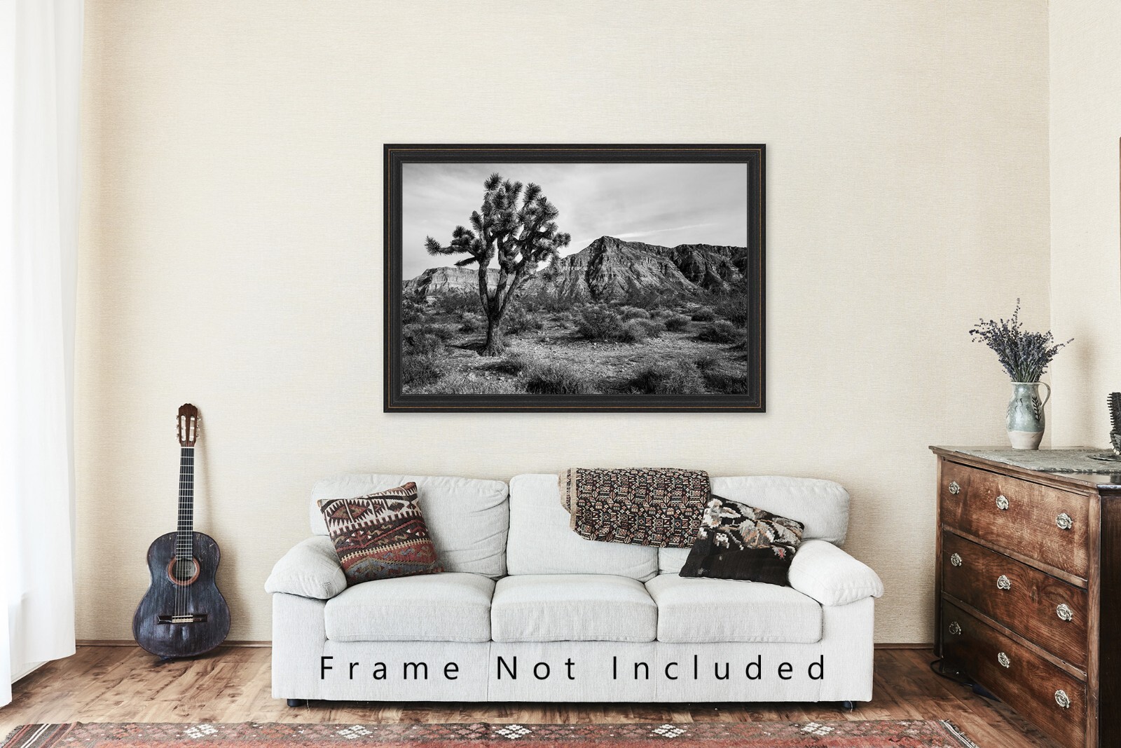 Desert Photography Print – Black and White Picture of Joshua Tree in Arizona