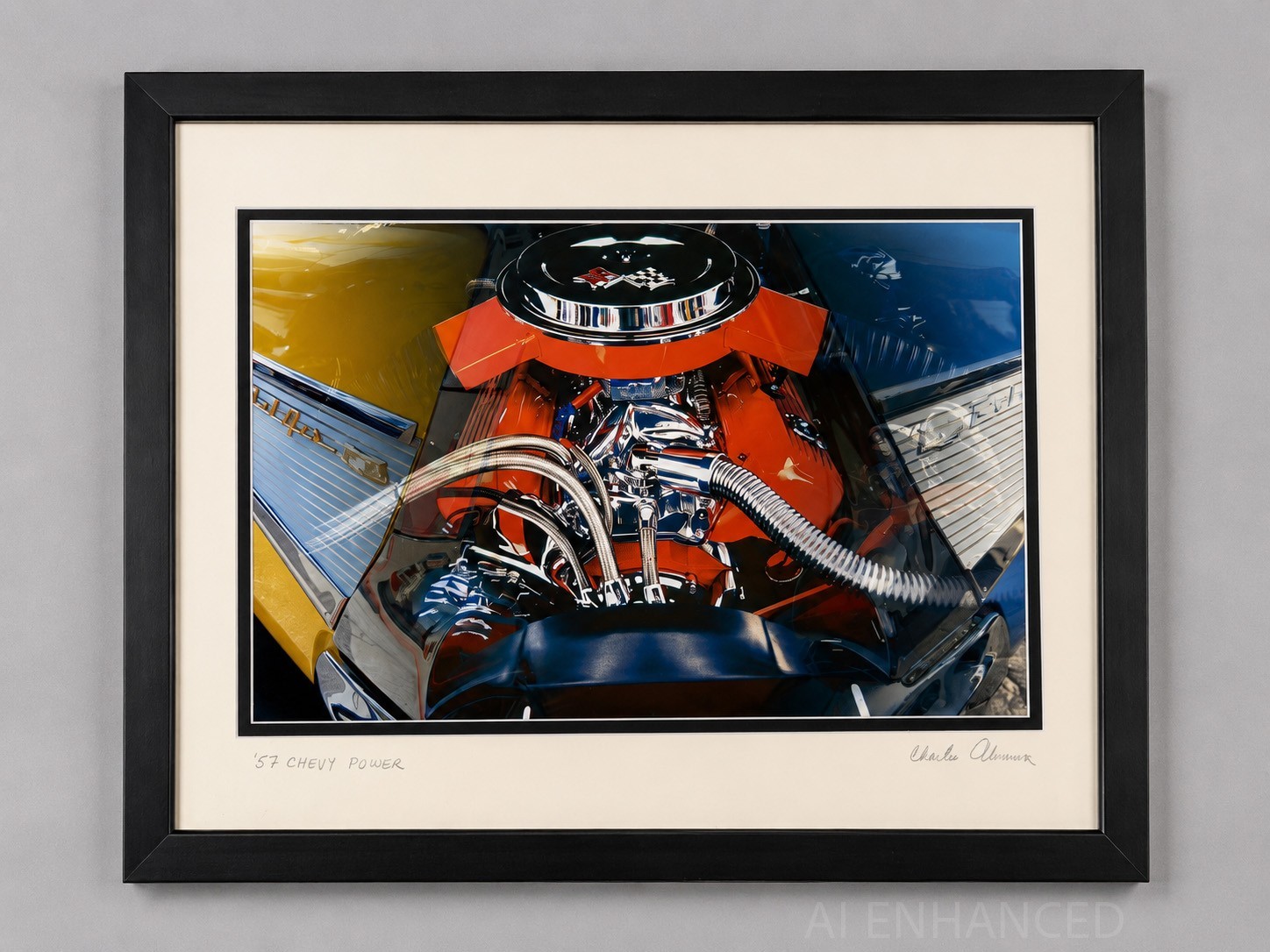 Framed Car Auto Fine Art Photographs Mercedes Jaguar Chevy Charles Abrams Signed