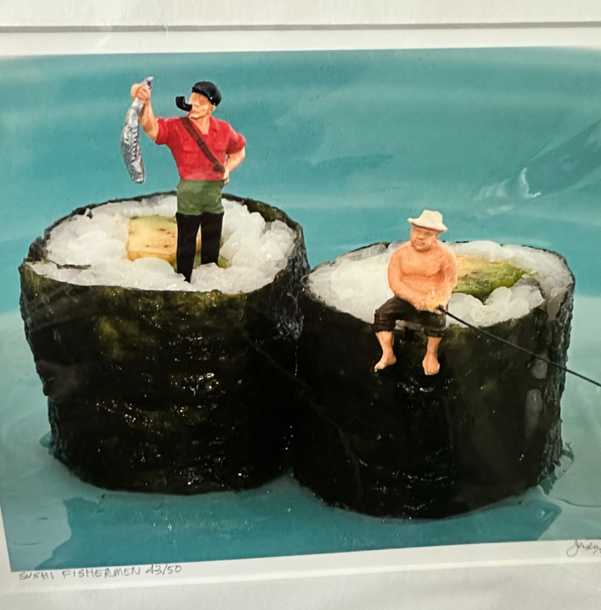 JUDY ROBINSON COX Photograph 8×10 Liliputian Series Sushi Fishermen 43/50 Matted