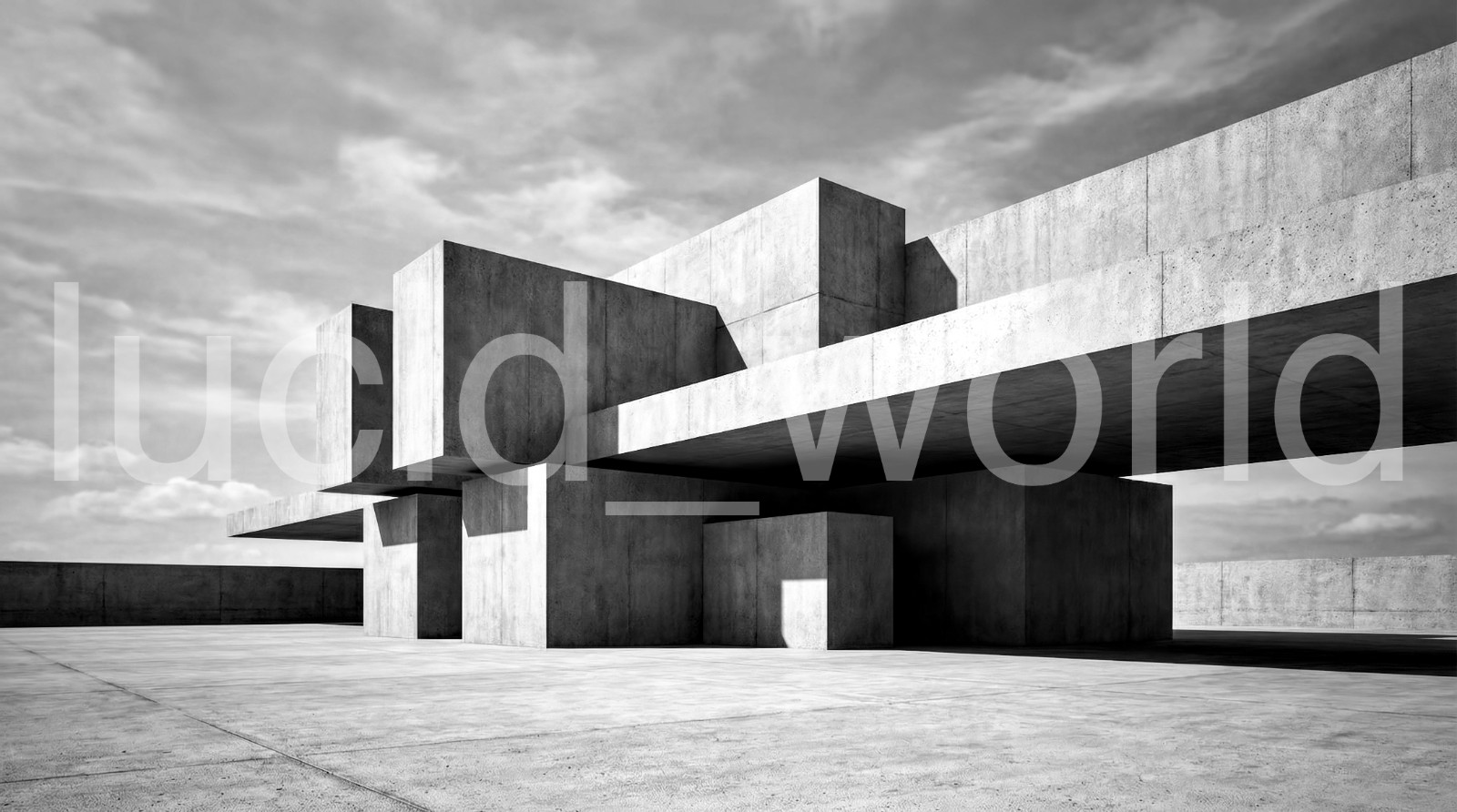 Brutalist Architecture Digital Print Black and White Concrete Geometric Poster