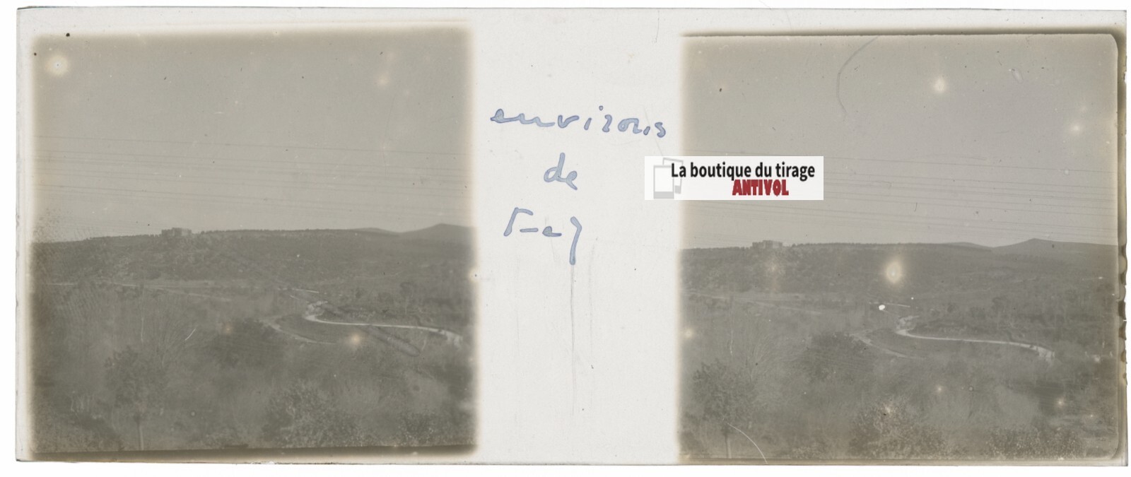 Landscape, Fes, Morocco, Stereo Glass Plate, Black & White 4.5X10.7 Cm