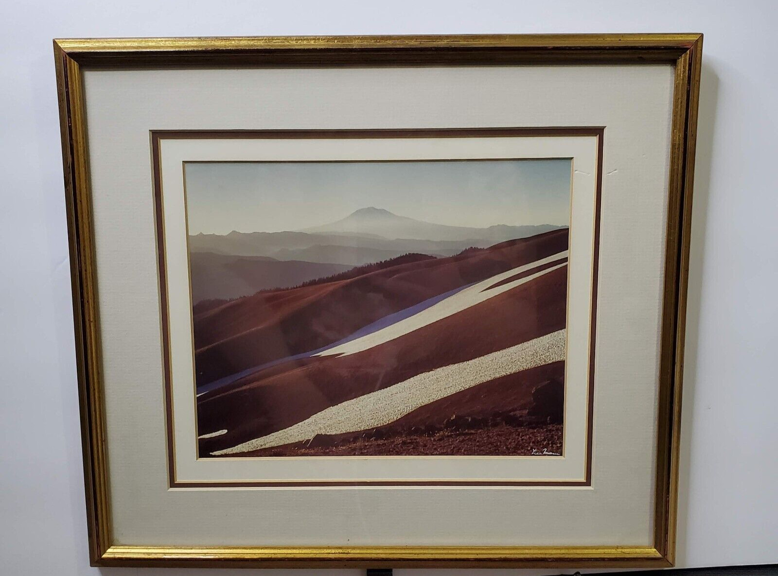 Vintage Matted and Signed Photograph Lee Mann Mountain Scene 15.5 x 13