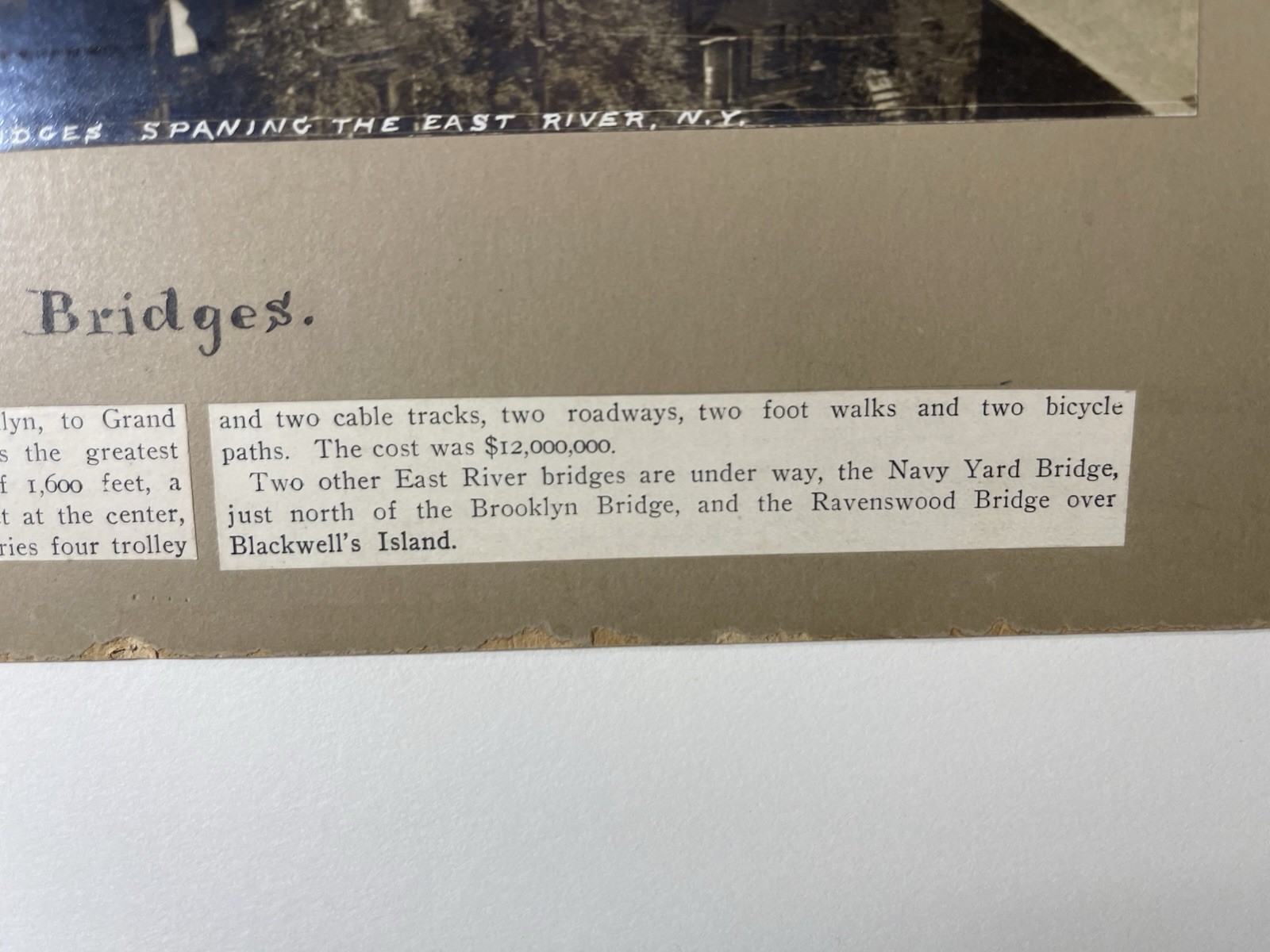 C1900 New York City Photo. Brooklyn Bridge Williamsburg Bridge. August Loeffler