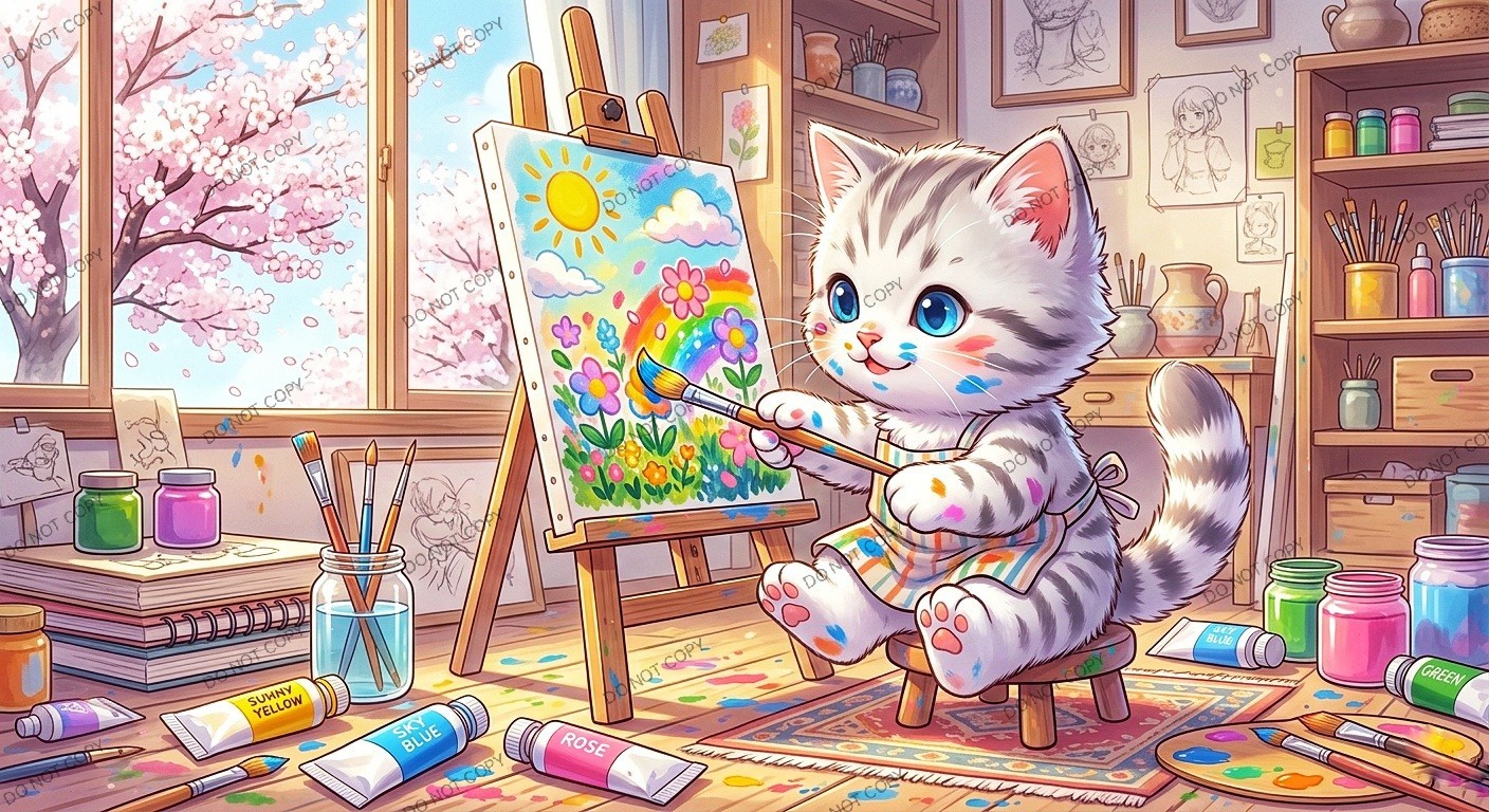 Digital Image Picture Photo Wallpaper Background Desktop Anime Cat Paint AI Art