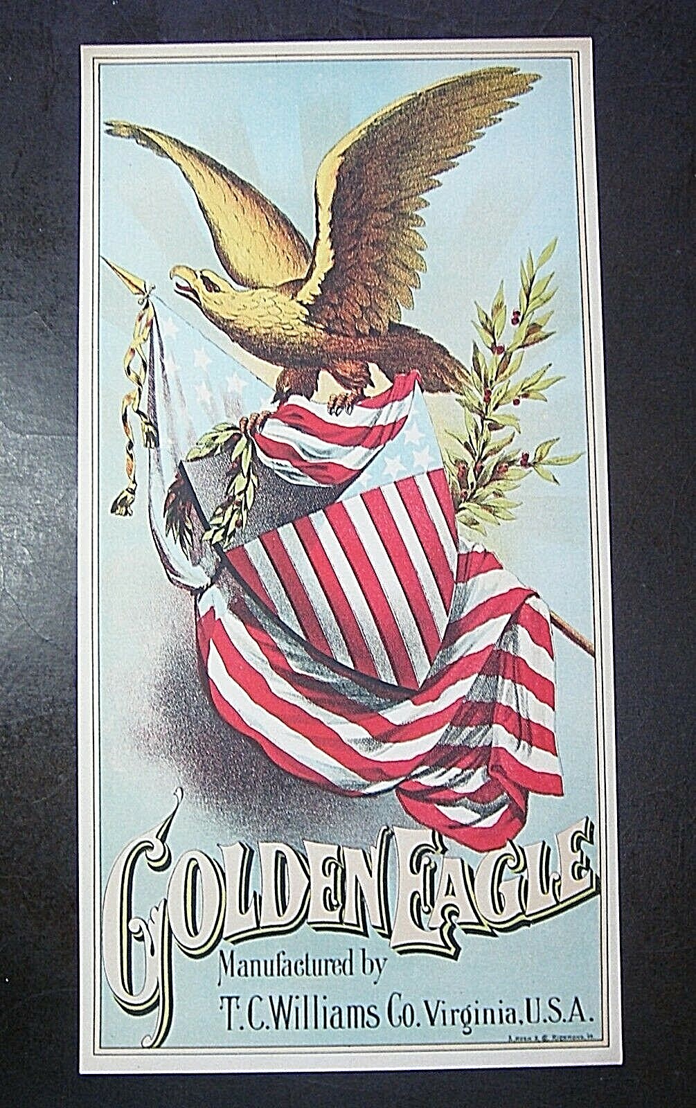 ORIGINAL ANTIQUE LITHOGRAPH TOBACCO LABEL…GOLDEN EAGLE…c1880’s