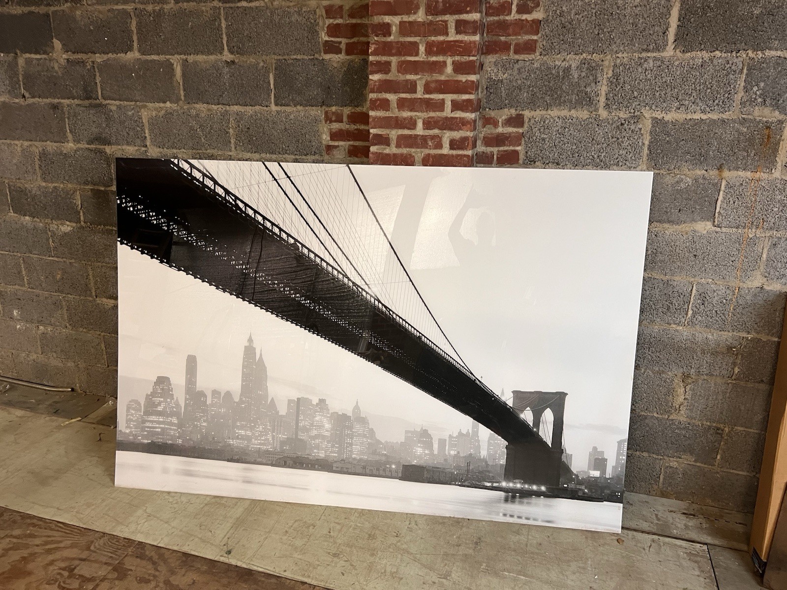 Brooklyn Bridge Plexi-Mount Black And White Photograph 87 X 58 1/2 Inches