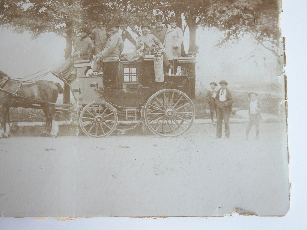 Vtg c.1880s-90s Photograph Men in Stagecoach Sepia B&W Wild West Travel