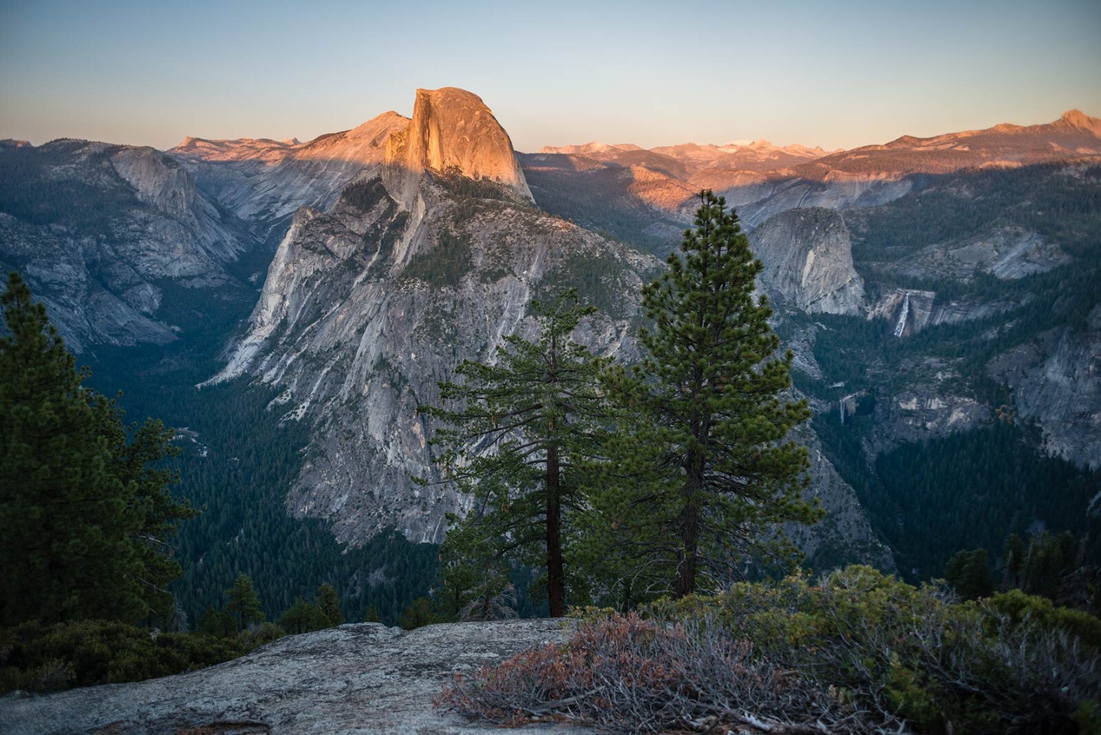 Half Dome at Sunset, Yosemite National Park, California on satin paper or metal