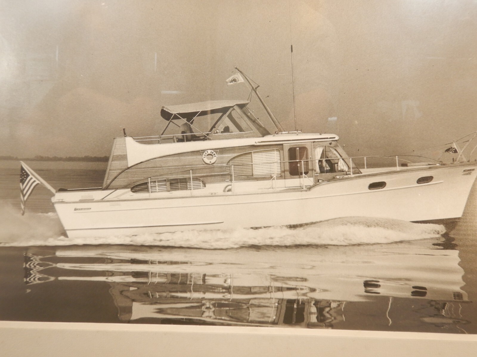 LARGE Vtg 1950s 60s Power Yacht Photograph Richardson Boat Cheaspeake Bay
