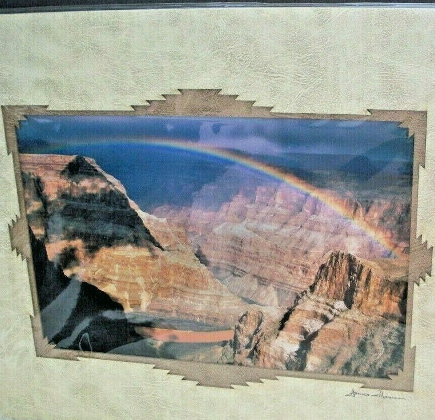 Grand Canyon Rainbow Over Colorado River AZ Photograph Cut Matte Artist Signed