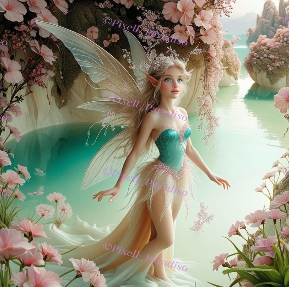 Enchanting Fairy in Floral Paradise – Digital Image Download 2048×2048 + 64k x