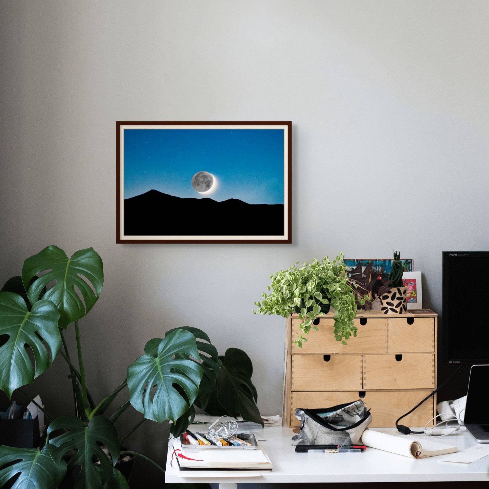 13×19 Fine Art Photography Print – Crescent Moonset – Archival Photo Paper