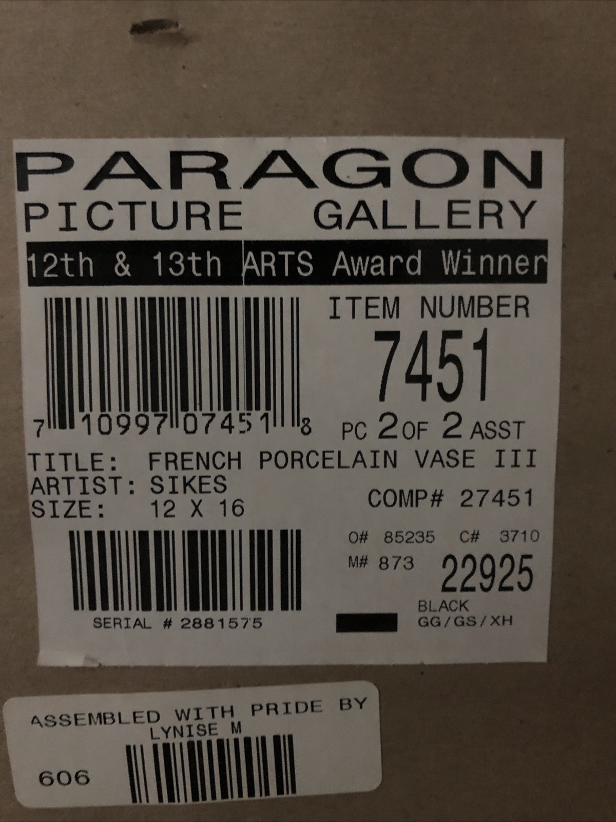 Set of 2 Paragon Picture Gallery French Porcelain Vases Framed Matching Frames