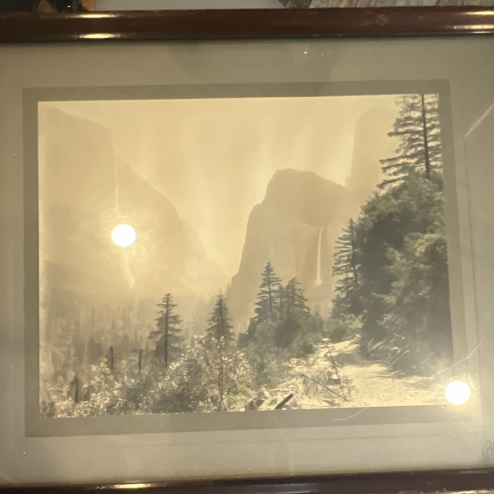 Boysen Signed Yosemite Sepia Landscape Photo Print, Matted & Framed, Nature