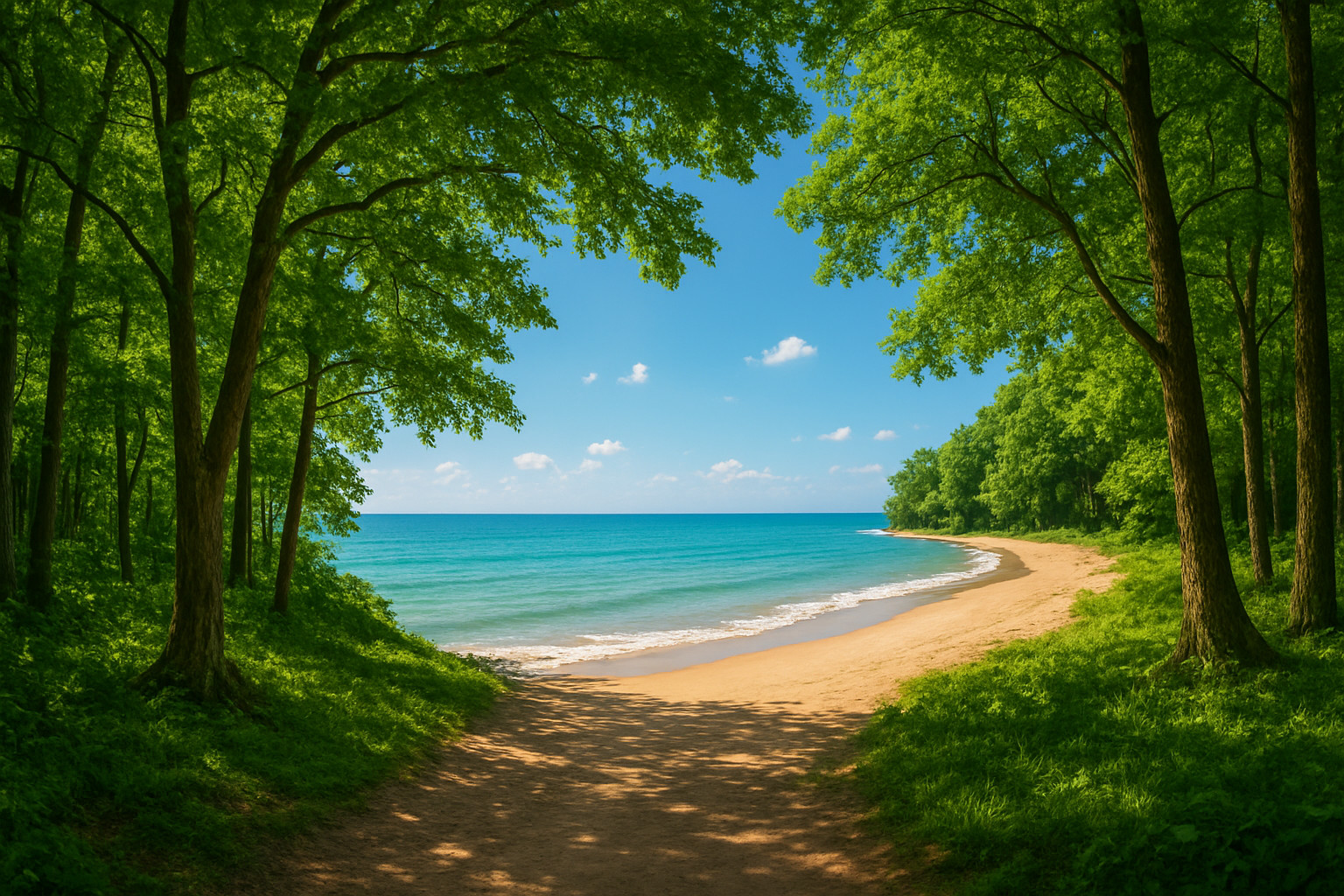AI Generated Beach Forest Landscape Wall Art Nature Ocean View Print 6