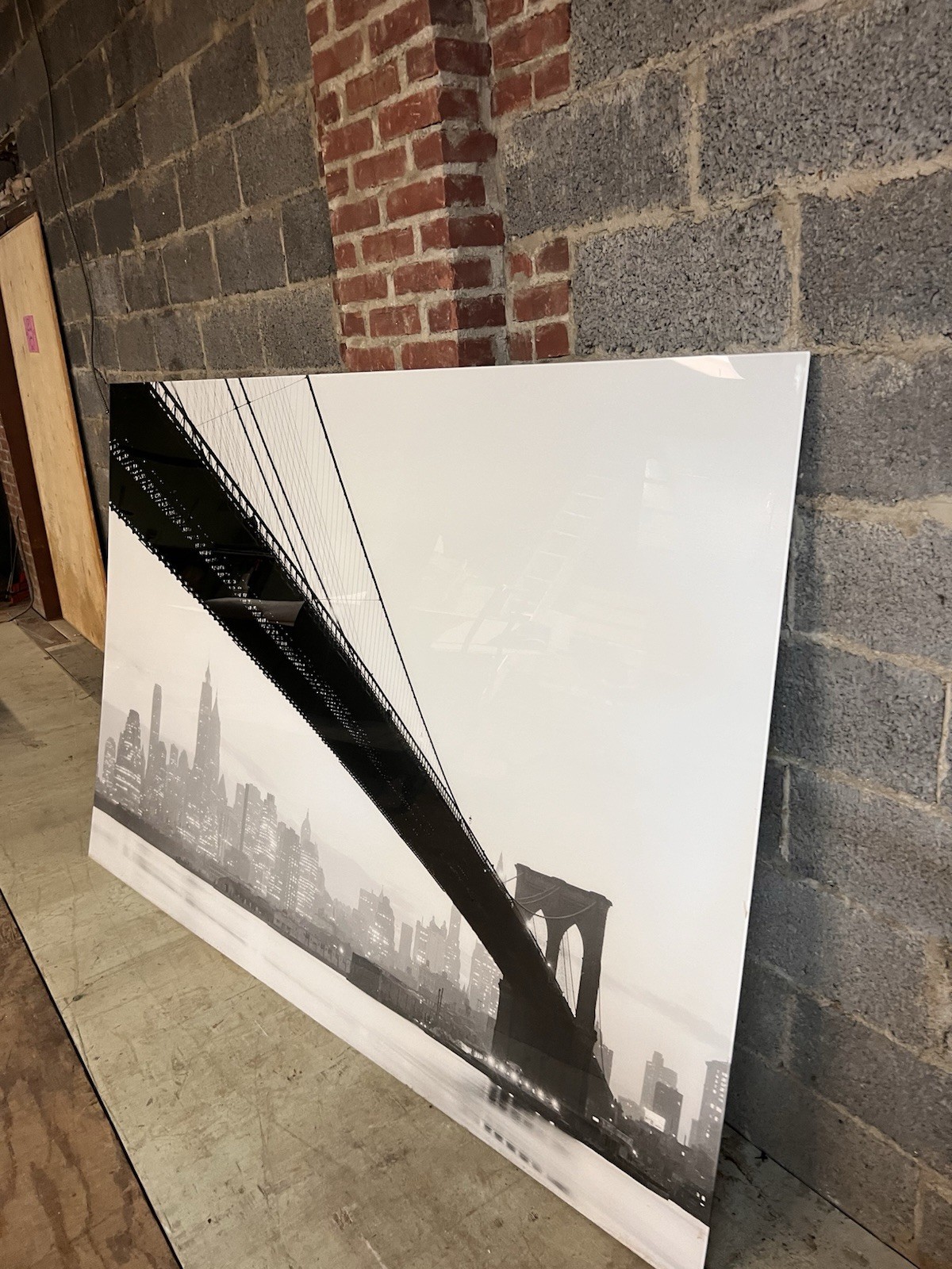 Brooklyn Bridge Plexi-Mount Black And White Photograph 87 X 58 1/2 Inches