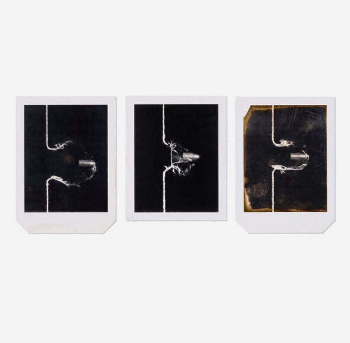 Harold Edgerton; Motion Study of Bullet Cutting Through String (three works)