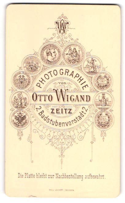 Photography Otto Wiegand, Zeitz, Badstubenvorstadt 2, monogram of the photographer ü