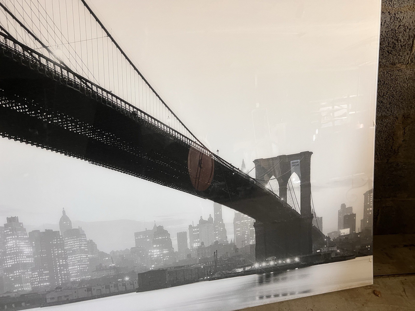 Brooklyn Bridge Plexi-Mount Black And White Photograph 87 X 58 1/2 Inches