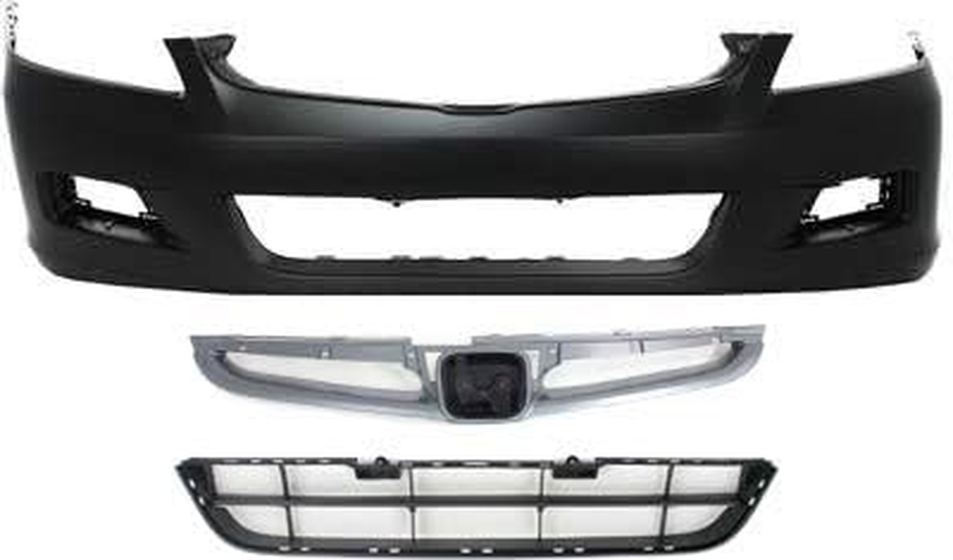 Front Bumper Cover Kit Compatible with Honda Accord 2006-2007, Primed, Sedan