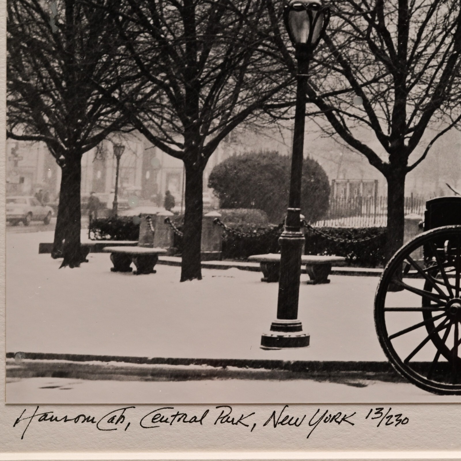 RICHARD CALVO Original Vintage Signed Central Park NY Horse Carriage Photograph