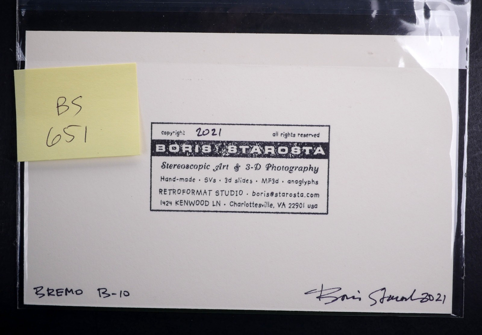 Boris Starosta 3D Stereoview – CREATIVE Bremo B-10 Signed 2021