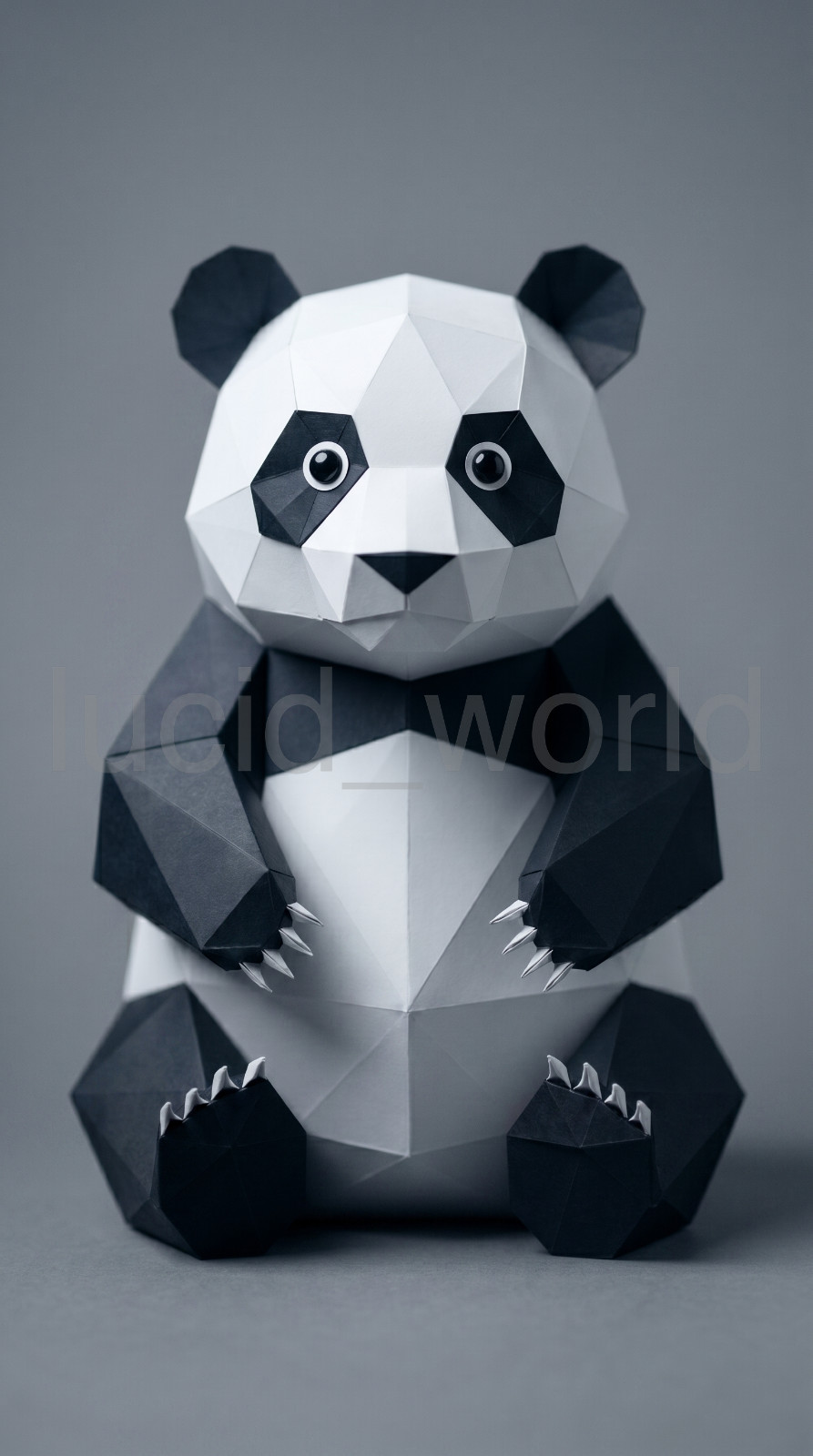 Origami Panda Bear Digital Image Download Papercraft Sculpture Art 4K Graphic