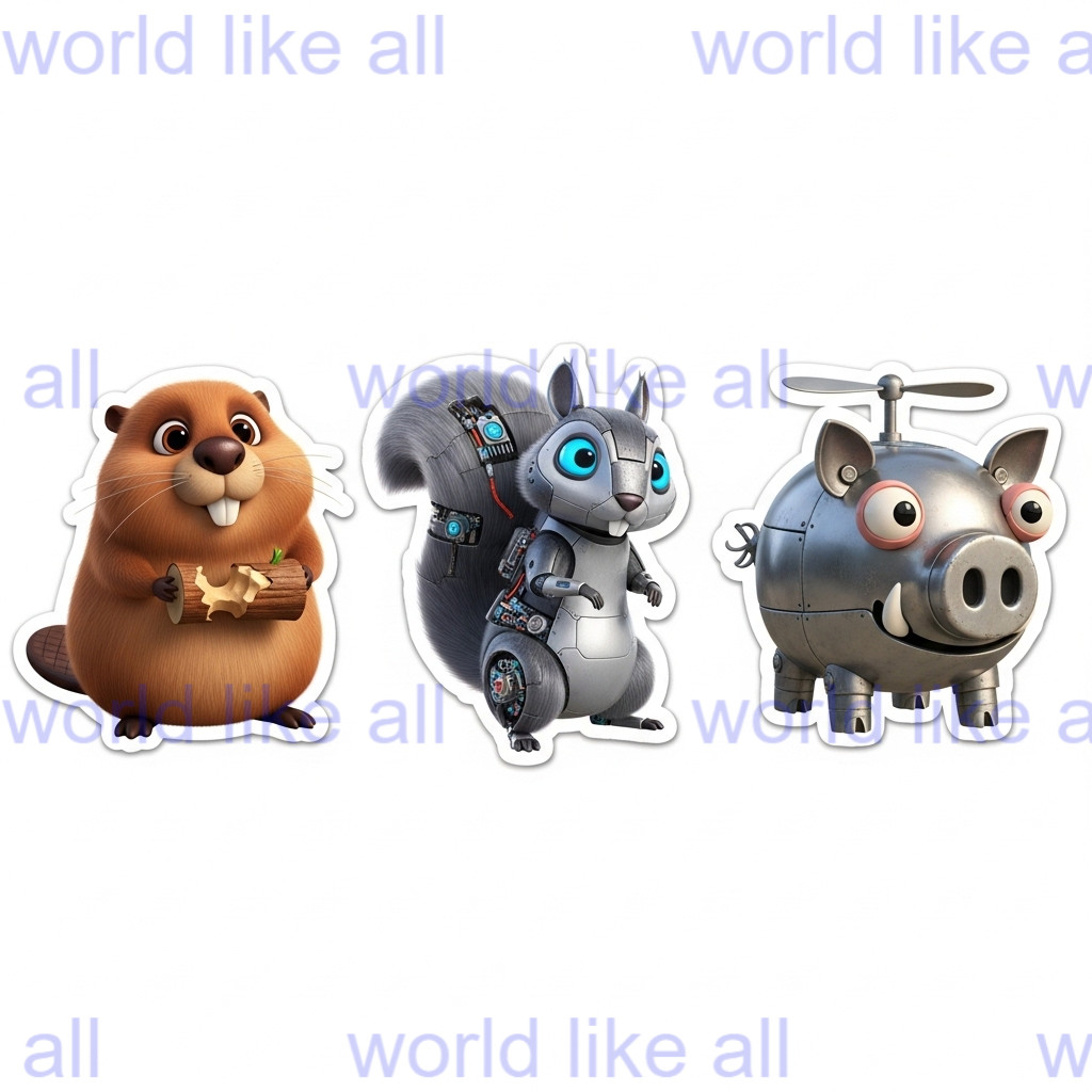15x Cute Kids Stickers Bundle: 3D Pixar Style | School & Copybook Digital Art 4K