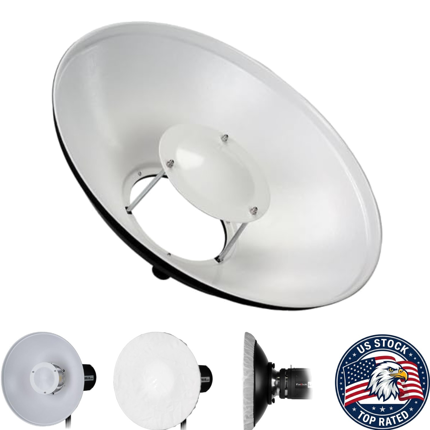 Durable 16in All Metal Beauty Dish with Diffusion Sock – Photography Essential