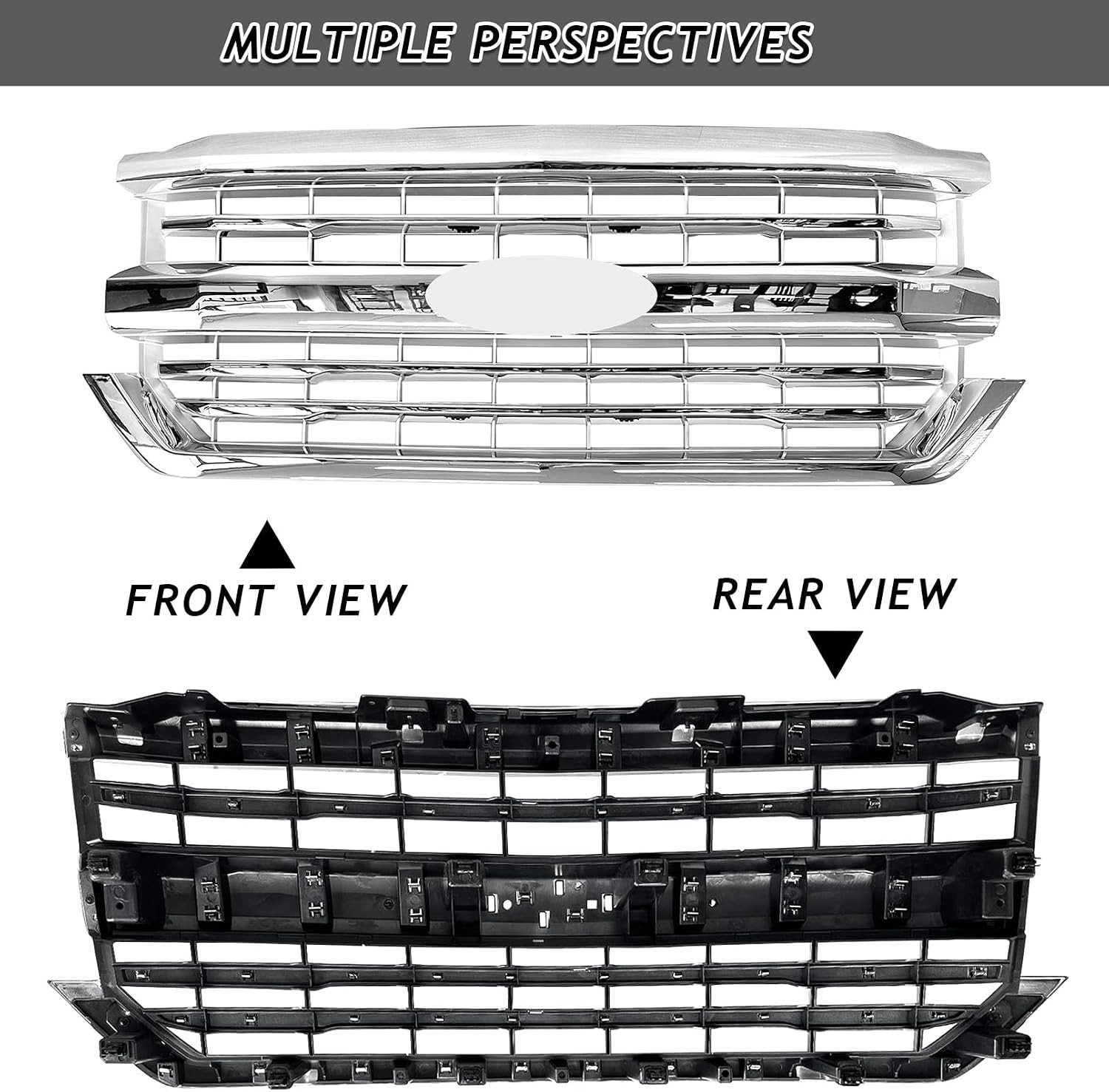 For 2016 2017 2018 Chevy Silverado 1500 Front Bumper Upper Grille, Chrome | Dire