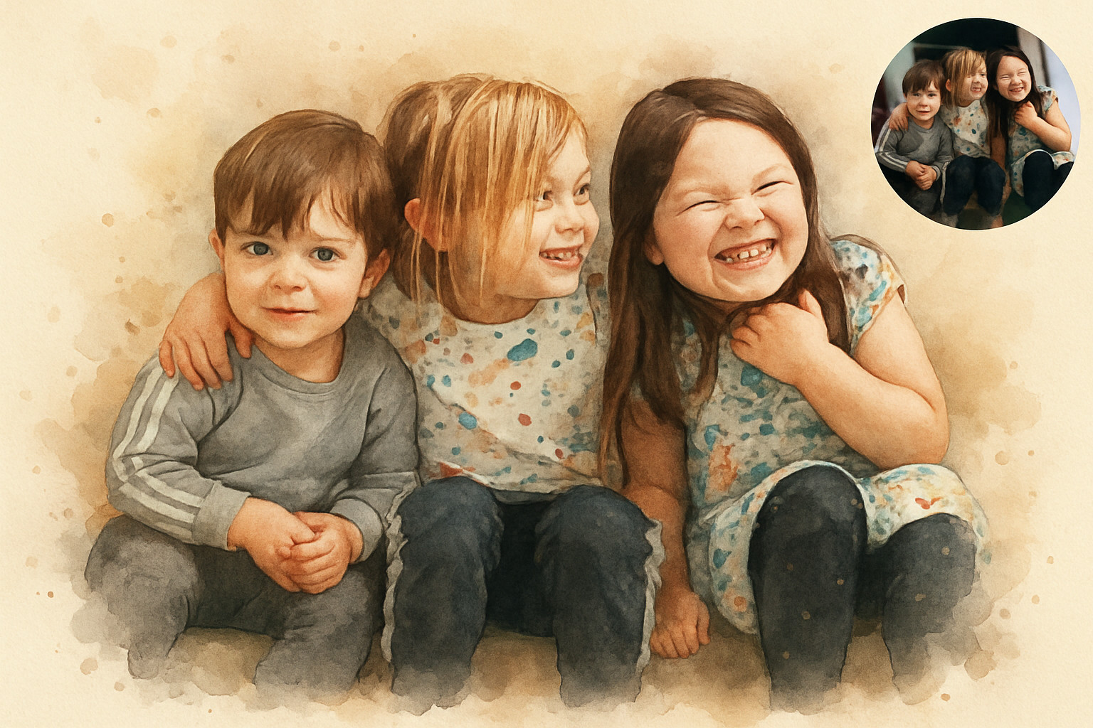 Your Photo to Watercolor Portrait| Digital Art Download| Personalized 3D Art