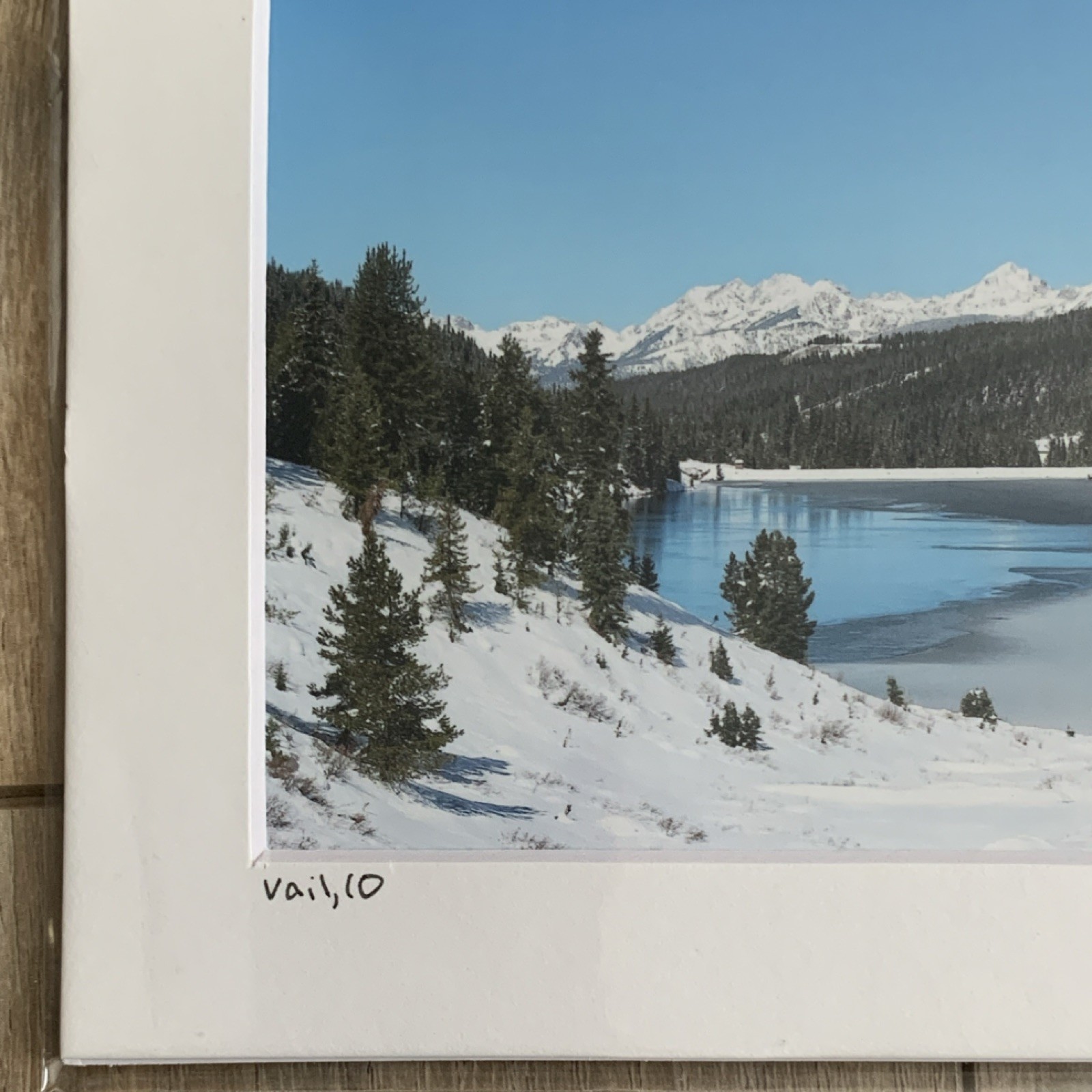 Signed Matted Vail Colorado Landscape Photo Print Snowy Mountain Lake