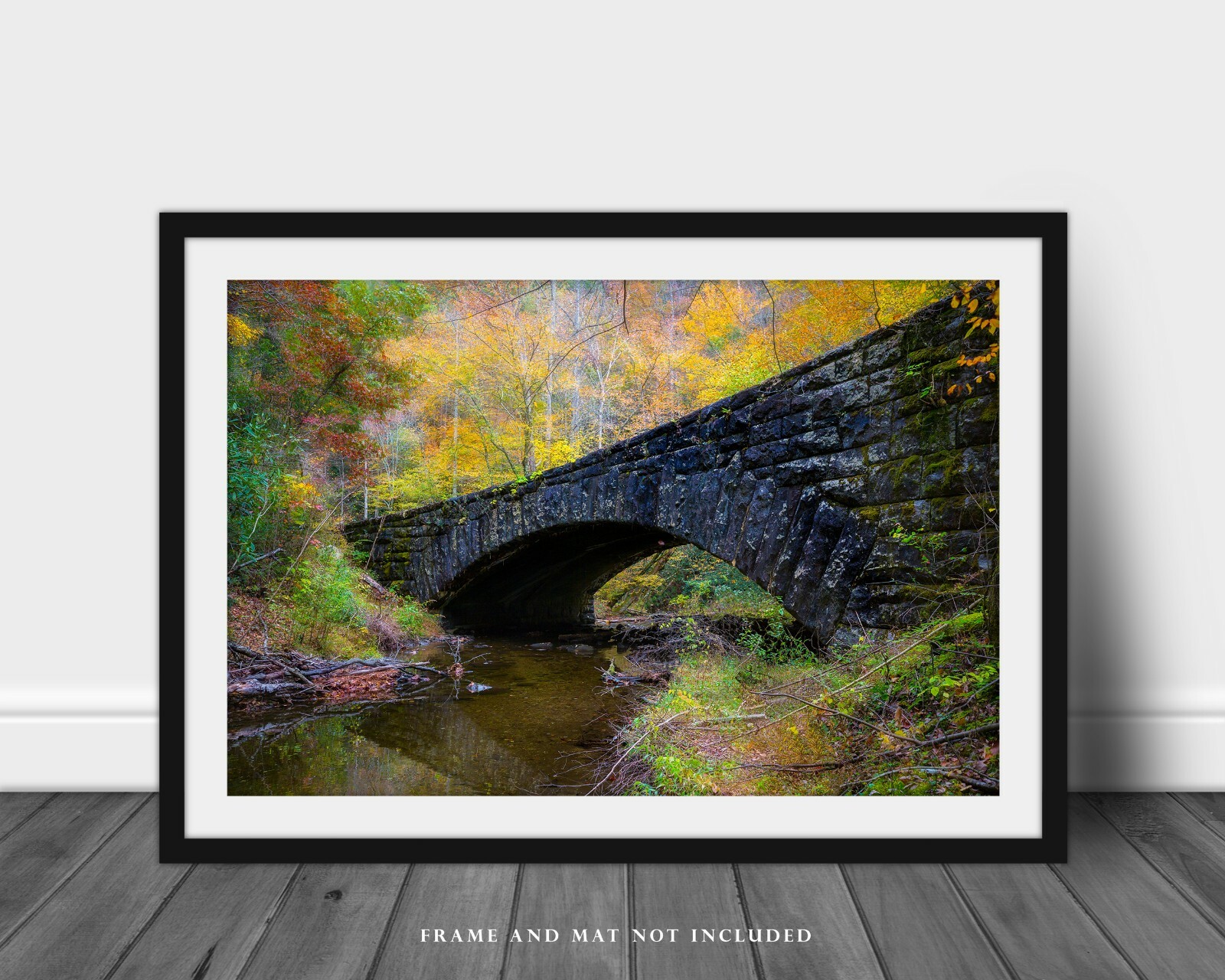 Autumn Photography Print – Picture of Stone Bridge in Great Smoky Mountains