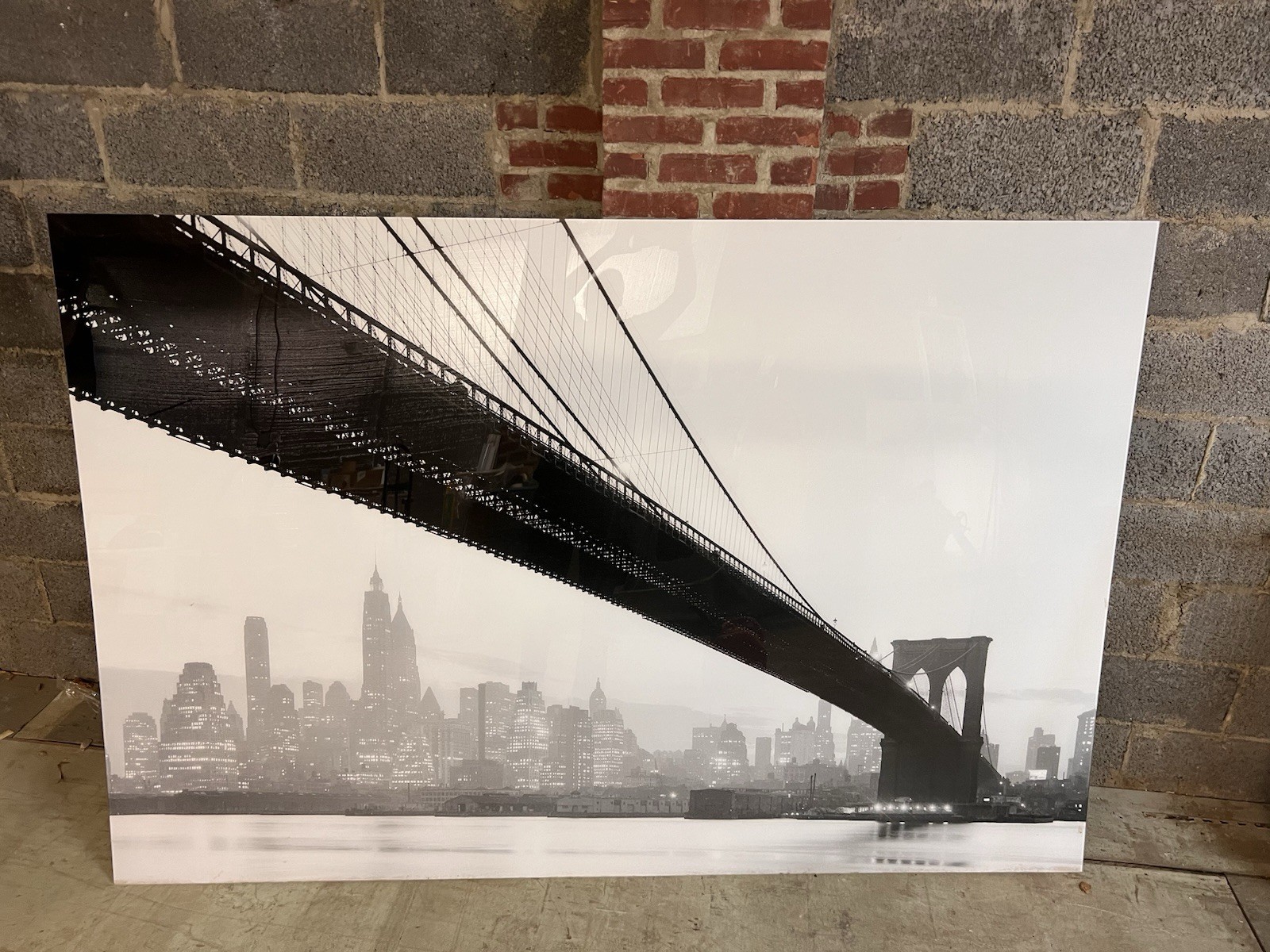 Brooklyn Bridge Plexi-Mount Black And White Photograph 87 X 58 1/2 Inches