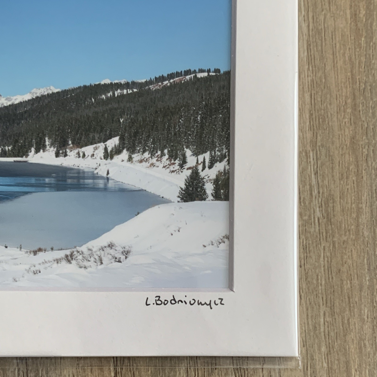 Signed Matted Vail Colorado Landscape Photo Print Snowy Mountain Lake