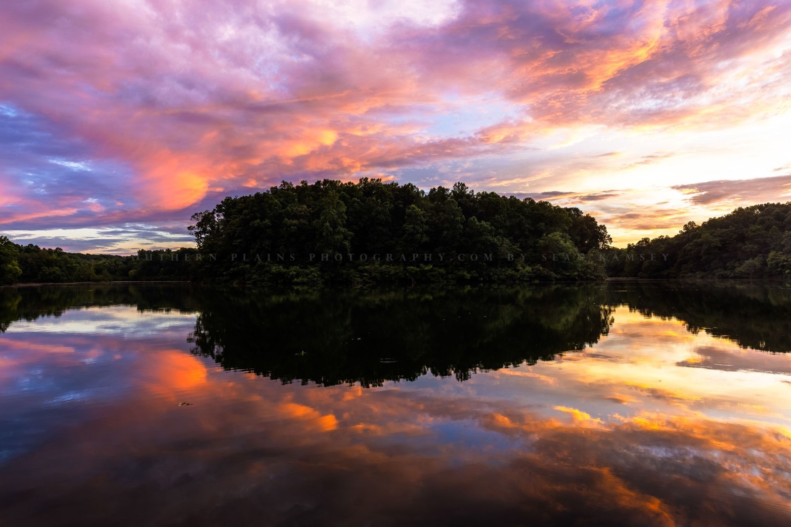 Sunset Photography Print: Tennessee Lake Landscape Reflection Appalachian Photo