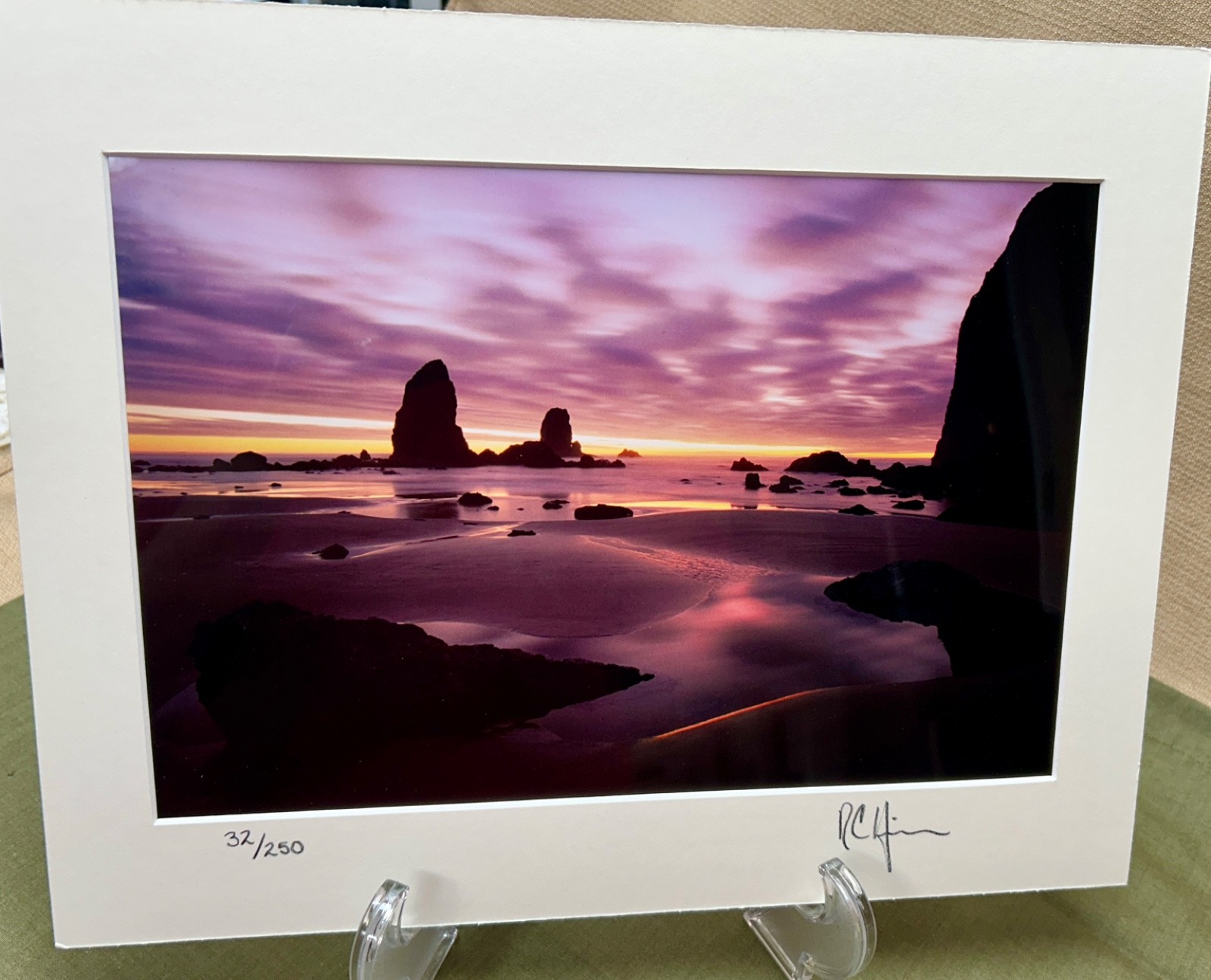 Set of Signed Photography 11 x 14 Matted, One Framed, Seashore and Lake Scene