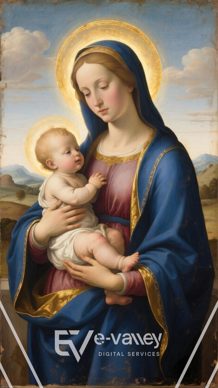 Virgin Mary Artwork Digital Product HD Image Picture Photo Wallpaper for Print